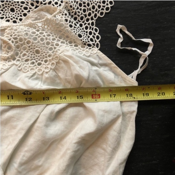 Free People] Off white Linen Cotton Crochet Tassel tie Crop Oversized Top Blouse - Picture 13 of 14